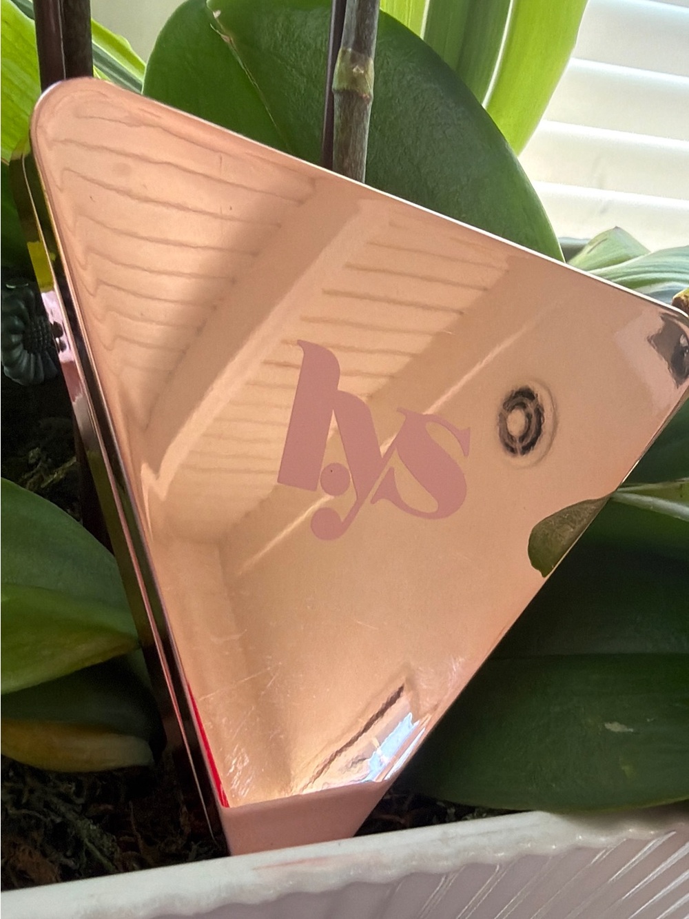 LYS Rose Gold Triangle Jewelry Box - Shiny Metallic Pink